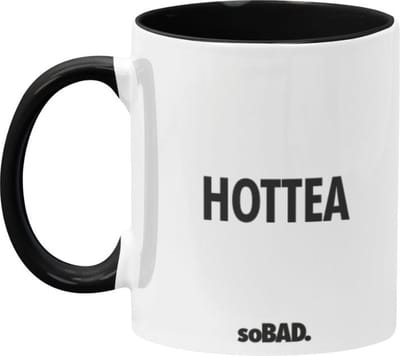 Mok zwart/wit - Hottea - soBAD. | Mug | Tekst | Collega | Kantoorhumor | Theemok | Koffiemok | Koffiebeker | Vaatwasbestendig