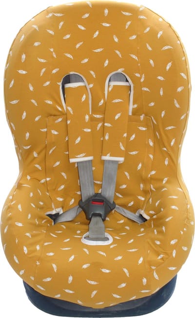 Autostoelhoes groep 1 universeel – geschikt voor Maxi Cosi, Römer, Tobi, Pearl, Priori – Okergeel – Comfortabel katoen – Wallabiezzz