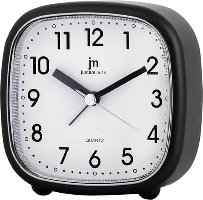 Just a Minute | Wekker | Zwart / vierkant - met stil uurwerk en seconden wijzer