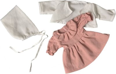 Egmont Toys Poppenjurk, vest en muts rose/wit