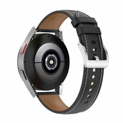 By Qubix - Geschikt voor Garmin bandje - Geschikt voor Garmin Vivoactive 4 / 4L - Luxe leren bandje - Zwart - Smartwatch bandje 22mm