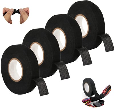 Dailygoods- Autoweefseltape Hittebestendig - Isolatietape Zwart - Zelfklevende Doek - Kabelisolatie - 19 mm x 15 m - Flexibel en Slijtvast