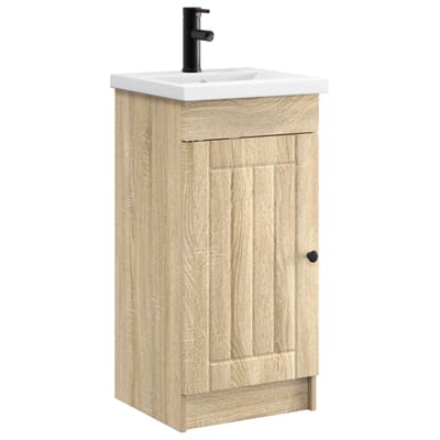 vidaXL - Badkamer - Vanity - met - Wastafel - Sonoma - Eiken - 42 - x - 40 - x - 84,5 - cm