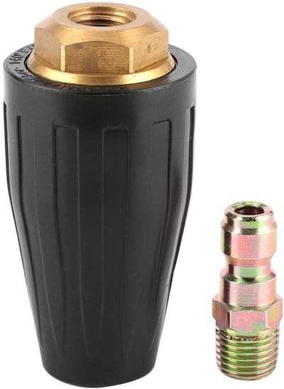 Dailygoods- Turbomondstuk 3600PSI - Roterende Spuittip - Massief Messing - Roestvrij Staal - Efficiënt Wasgereedschap - 200% Reinigingsefficiëntie - Hogedrukreiniger