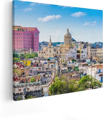 Artaza Canvas Schilderij Skyline Havana - 50x40 cm - Muurdecoratie Stad - Wanddecoratie Cuba - Kamer Accessoires Woonkamer