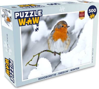 Puzzel Roodborstje - Sneeuw - Winter - Legpuzzel - Puzzel 500 stukjes