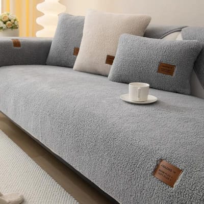 Nieuwe Warme Lamsvacht Sofa Handdoek Effen Kleur Sofa Handdoeken Universeel Antislip Super Zachte Sofa Handdoek Voor Woonkamer Moderne Decoratie 70x70cm 1pcs