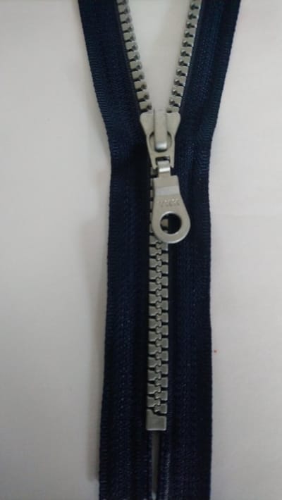 YKK ritssluiting bloktand, niet-deelbaar, Marine-Blauw, reflecterende Bloktandjes, 20 cm, per stuk.