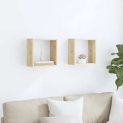 vidaXL - Wandschappen - kubus - 2 - st - 30x15x30 - cm - sonoma - eikenkleurig