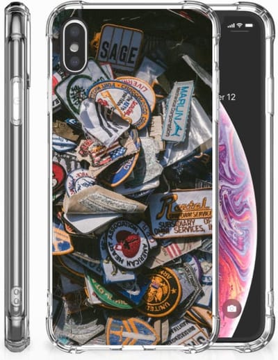 TPU Case Anti-Shock voor Apple iPhone Xs Max Anti-shock Hoesje met foto Badges