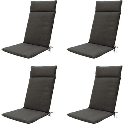 Madison - Tuinstoelkussen Hoge Rug Dark grey canvas eco+ - Ca. 120x50 cm - Set van 4