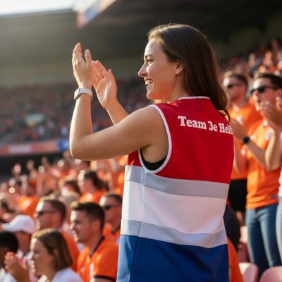 Rood wit blauw veiligheidshesje gepersonaliseerd met tekst - S/M - bedrukt met jouw eigen tekst - voetbal - Nederlands elftal - koningsdag