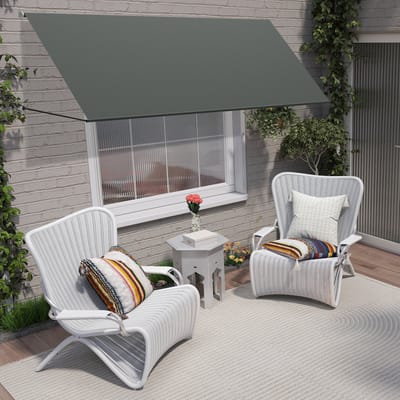 Markies Uitvalscherm Balkonzonwering Zonwering incl. Montagetoebehoren ideaal voor Ramen en Balkons - XXL - 350x145cm - Antraciet