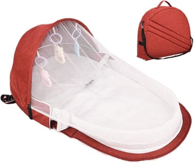 Opvouwbaar Baby Bedje - Draagbare babybedje - zacht en opvouwbaar reiswieg - baby reizen wieg slaapbed met speelgoed - opvouwbare anti-druk muggennet wieg baby pasgeboren slaper