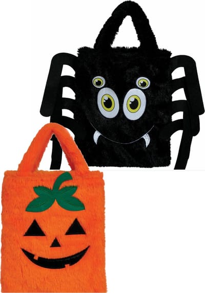Trick or treat snoep tasjes set van 2x - spin en pompoen - 19 x 23 cm - Halloween snoepjes ophalen