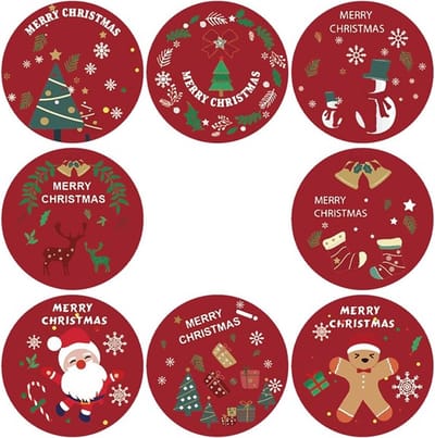 Kerst Sluitsticker Rood Wit Groen – Merry Christmas | Sneeuwpop – Kerstboom – Kerstman | Christmas – Kerstkaart – Kerstpakket | Bedankje - Envelop - Sluitzegel| Chique | Envelop stickers | Cadeau - Gift - Cadeauzakje - Traktatie | Chique inpakken