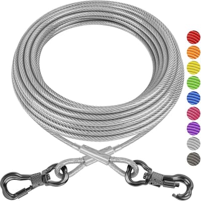 Hondenbindkabel - Hondenlijn - Buiten Bevestigen - Roestvrij Staal - 9 Meter - Zilver