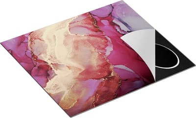 Chefcare Inductie Beschermer Abstracte Kunst - Roze Grijs Goud Marmer - 60x50 cm - Afdekplaat Inductie - Kookplaat Beschermer - Inductie Mat