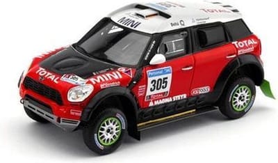 The 1:43 Diecast Modelcar of the Mini Cooper #305 of the Dakar Rally 2011. The manufacturer of the scalemodel is Truescale Miniatures.This model is only available online
