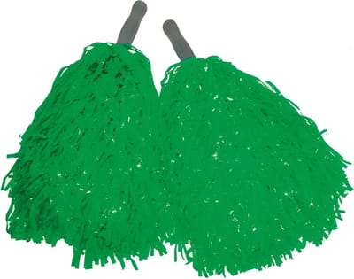 Cheerballs - set van 2x - groen - pompoms met franjes en stick handgreep - 25 cm - kinderen