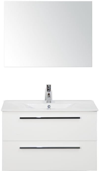 Seville Badmeubelset 80 cm - Wit Hoogglans - Keramische Wastafel Wit Enjoy met Spiegel