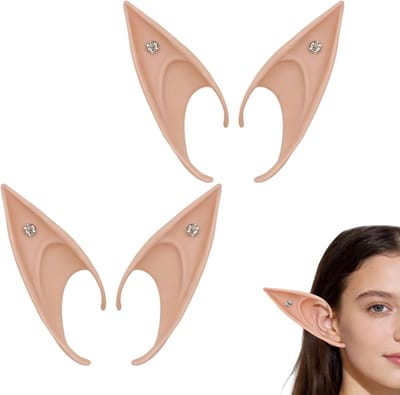 Cosplay Elforen met Strass, 2 Paar Latex Puntige Elforen, Herbruikbare Fantasy Accessoires voor Halloween, Feestjes en Carnavals