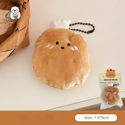 Creatieve Cartoon Brood Pluche Pop Hanger Meisjes Veelzijdige Sleutelhanger Rugzak Hanger Decoratieve Pop Plush beige