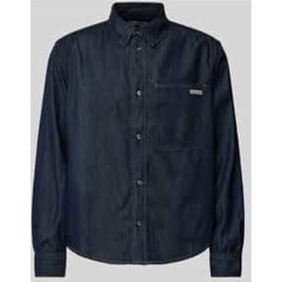 Regular fit jeansoverhemd met labeldetail