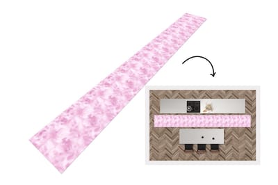 Keukenloper - Keukenmat - Patroon - Waterverf - Roze - 400x50 cm - Keuken vloerkleed