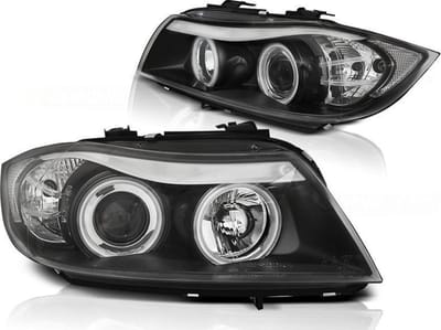 Koplampen dual halo rims BMW E90/E91 03 05-08 08 ANGEL EYES CCFL ZWART