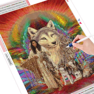 Diamant schilderij Wolf volledige vierkante nieuwe aankomst diamant borduurwerk vrouw mozaïek dierlijke decoraties voor kamer Full Square 20X30CM