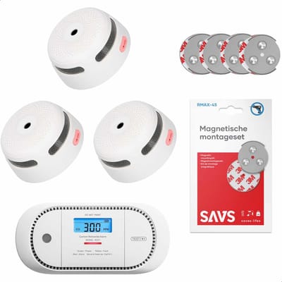 X-Sense Brandpreventieset - 3 Rookmelders en 1 Koolmonoxidemelder - 10 jaar batterij - Met magneet montage - Brandalarm en CO melder zonder boren