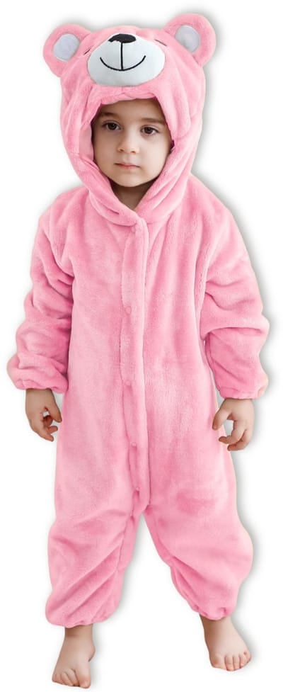 BoefieBoef Dieren Onesie Pyjama Kinderen 2-4 jaar – Berenpakje Roze – Verkleedkleding met Luierrits – Carnaval Dierenpak - Kerst en Kraamcadeau Tip – Zacht Flanel - Romper - Boxpak - Jongens - Meisjes