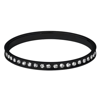 Quiges Stapelring Dames - Vulring Grijs Zirkonia - RVS Zwart - Maat 20 - Hoogte 2mm