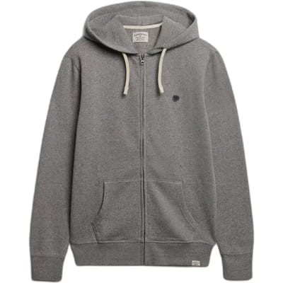 Superdry Monogram Geborduurde Zip Hoodie Dark Grey Grootte: S
