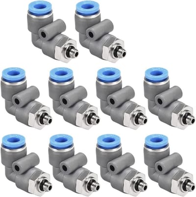 Elbow Sliders voor het Verbinden van Luchtverbindingen, Slangconnector en Snelle Koppeling (6mm OD x M5 Draad, Grijs)