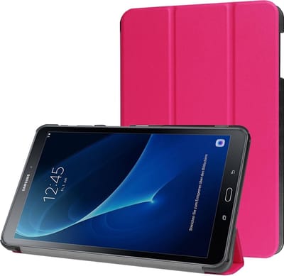 Hoesje - Geschikt voor Samsung Galaxy Tab A 10.1 (2016) - Dun & Stevig - Hardcover Book Case - Trifold Bookcase Hoes - Hard Cover - Tablethoes - Donkerroze
