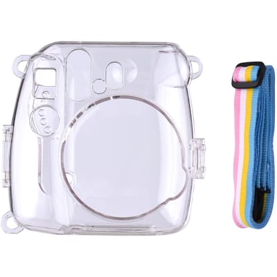 Étui de Protection transparent pour appareil photo instantané, avec lanière arc-en-ciel de remplacement pour Fujifilm Instax For Mini 8 9 transparent