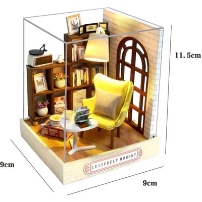 Doe-het-zelf Houten Mini Poppenhuis Montage Bouwpakket Speelgoed Kleine Huizen Pakket Decoratie met Meubels Voor Verjaardagscadeaus voor Kinderen beige