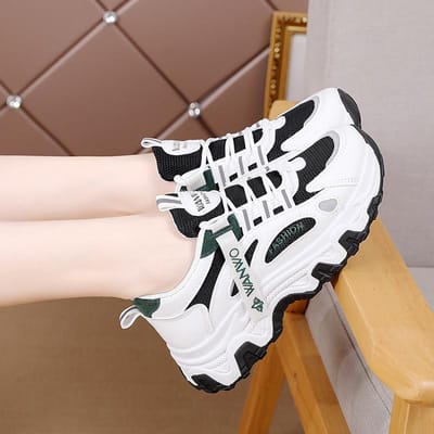 Koreaanse Versie Leren Daddy Damesschoenen Lente en Herfst Nieuwe Student Sportschoenen Dames Tide Verhoog Casual Schoenen 40 white