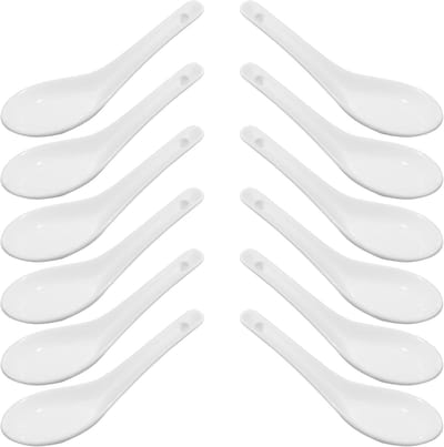 Ceramische Soeplepels Set van 12 Stuks, Ideaal voor Soepen, Rijst en Nagerechten, Perfect voor Serveerdoelen