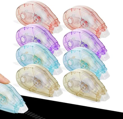 Set van 8 Zelfklevende Dubbelzijdige Tape Rollen - Scheurbestendige PET Tape voor Knutselen, Kaarten, Foto's en Scrapbooking (8mm x)