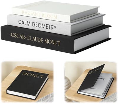 Dailygoods- Kunstboeken Set van 3 - Decoratieve Boeken - Vintage Kunstboeken - Moderne Decoratie - Linnen Boeken - Afmetingen: Groot 20,3x28,1cm