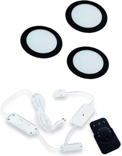 Hera FR-68 Dynamic LED set van 3 spots met dimmer inbouw 24V/15W zwart