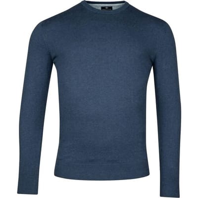 Baileys Trui Luxury Pima Cotton Uni Color Crew Neck Single Knit Steel Blue / male