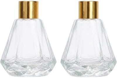 Dailygoods- Diffuser Set 2 Stuks - Glazen Flessen 60ml - Aromatherapie Geurverspreider - Helder - Decoratieve Accessoires - Constant geurbehoud