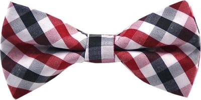 Fako Fashion - Kinder Vlinderstrik - Vlinderdas - Kinderstrik - Strik - Geblokt - 10cm - Rood/Wit/Zwart