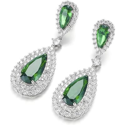 Boucles d'oreilles européennes et américaines Atmosphériques Rose Rouge Goutte d'eau pour Femmes Mode Haut de Gamme Tempérament Luxueuses Boucles d'oreilles en Zircon white