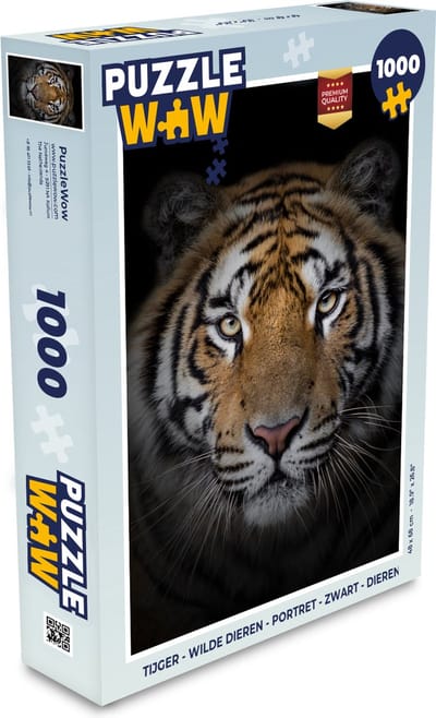 Puzzel Tijger - Wilde dieren - Portret - Zwart - Dieren - Legpuzzel - Puzzel 1000 stukjes volwassenen