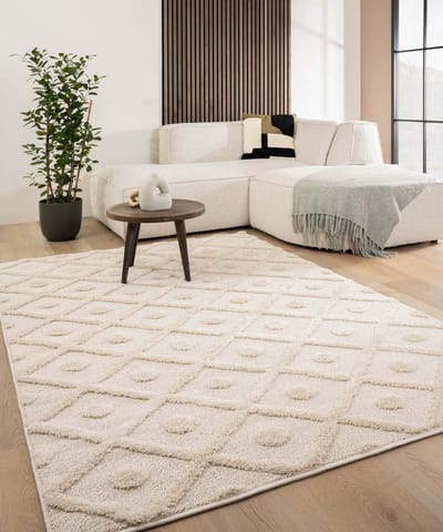 Scandinavisch vloerkleed - Arc Diamond crème 80x150